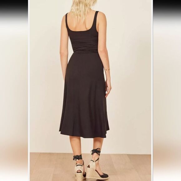 REFORMATION Black Noir Chestnut Kaila Wrap Skirt Tank Knit Bodycon Dress Smal - Picture 4 of 7